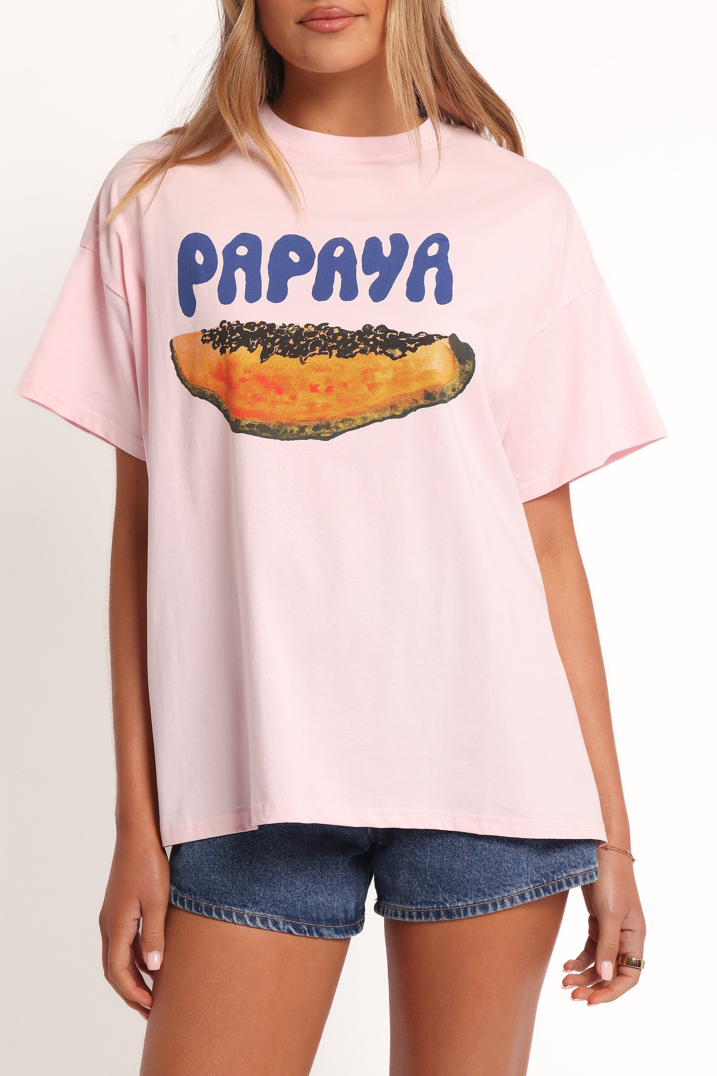 Papaya Graphic Tee - Pale Pink