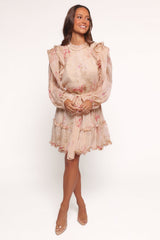 Phaedra Long Sleeve Mini Dress - Soft Rose