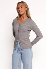 Quay Button Front Cardigan - Heather Grey