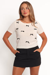 Rachel Knit Top - Cream Black