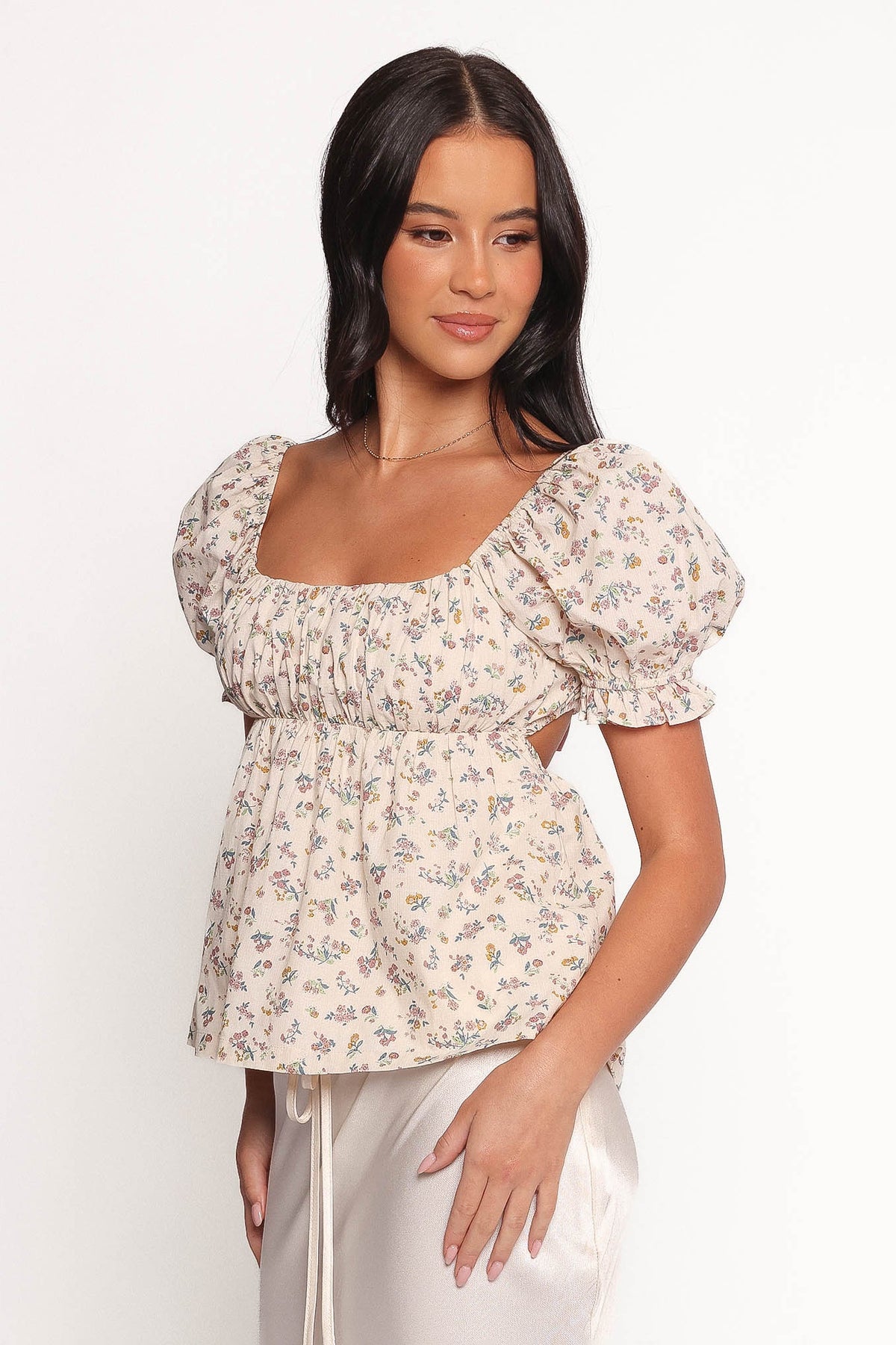 Rhiannon Bow Back Top - Cream Multi Floral
