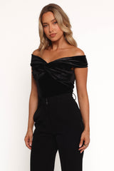Rita Velvet Off Shoulder Top - Black