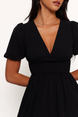 Ronnie Short Sleeve Midi Dress - Black