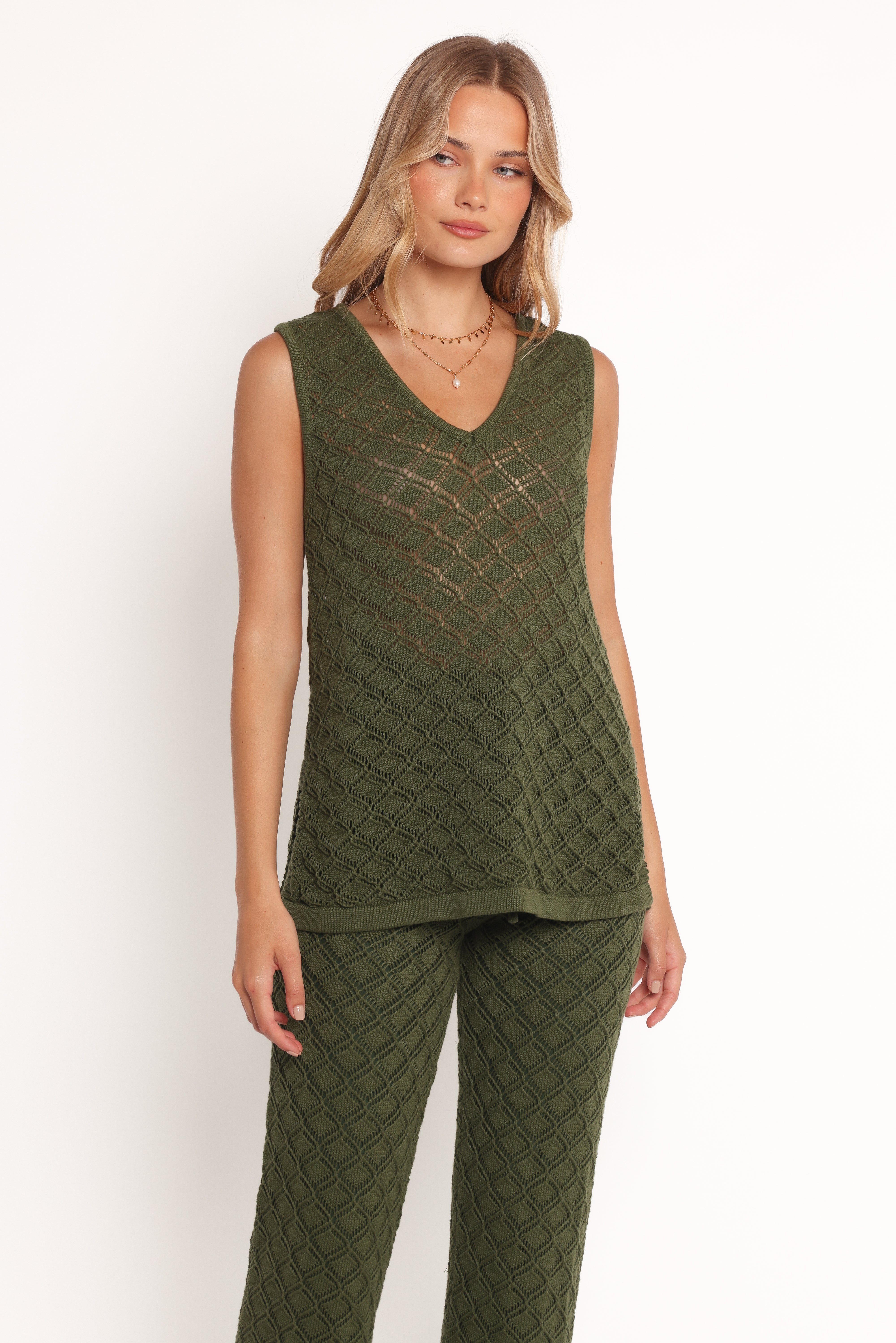Sable Textured Knit Top - Olive