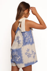 Shanice One Shoulder Playsuit - Blue Dahlia