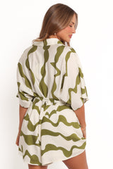 Sheily Tie Waist Romper - Green