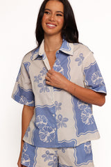 Shellie Short Sleeve Shirt - Blue Dahlia