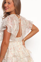 Tamsin Mini Dress - Cream Coral Floral