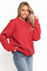 Torie Apres Ski Camp Sweatshirt - Cherry