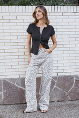 Leila Printed Wide Leg Jean - Leopard
