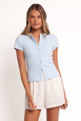 Tylarah Short Sleeve Cardigan Top - Light Blue