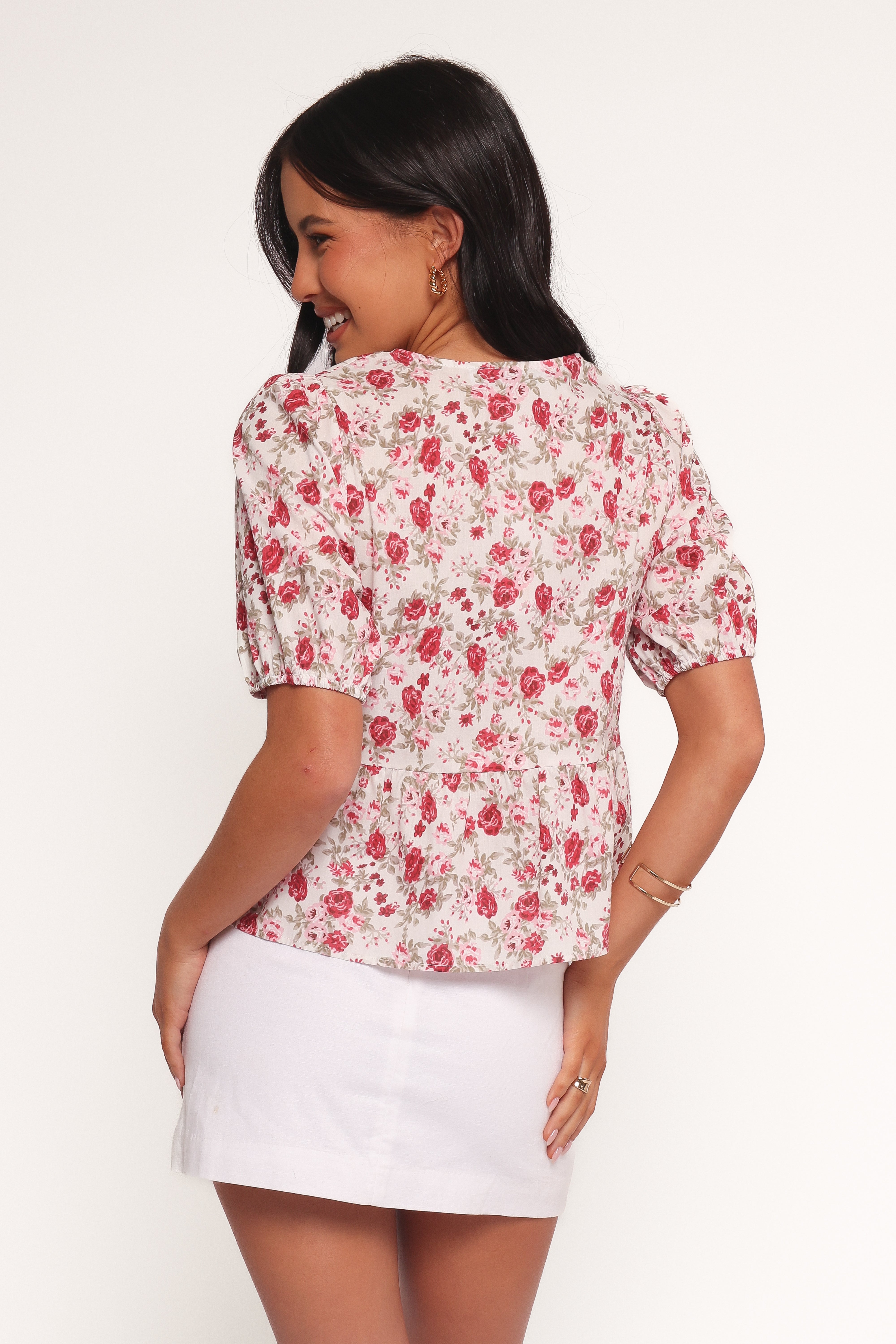 Tyra Top - Red Floral