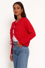Wilde Bow Front Cardigan - Red