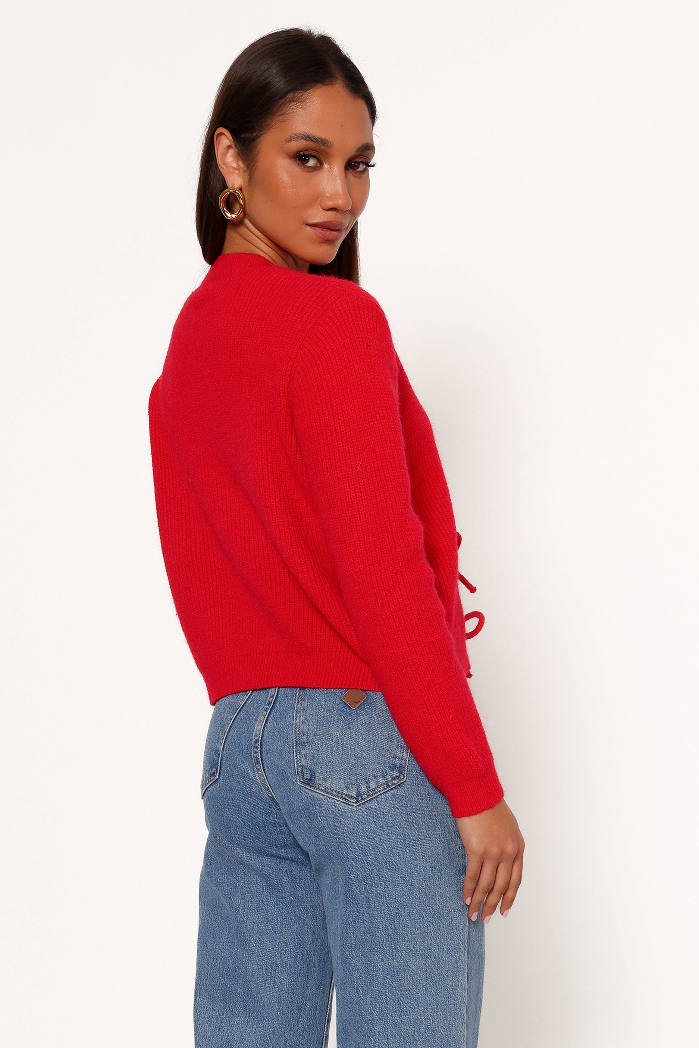 Wilde Bow Front Cardigan - Red