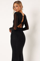 Salvatore Long Sleeve Midi Dress - Black