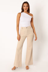 Nico Wide Leg Jean - Beige
