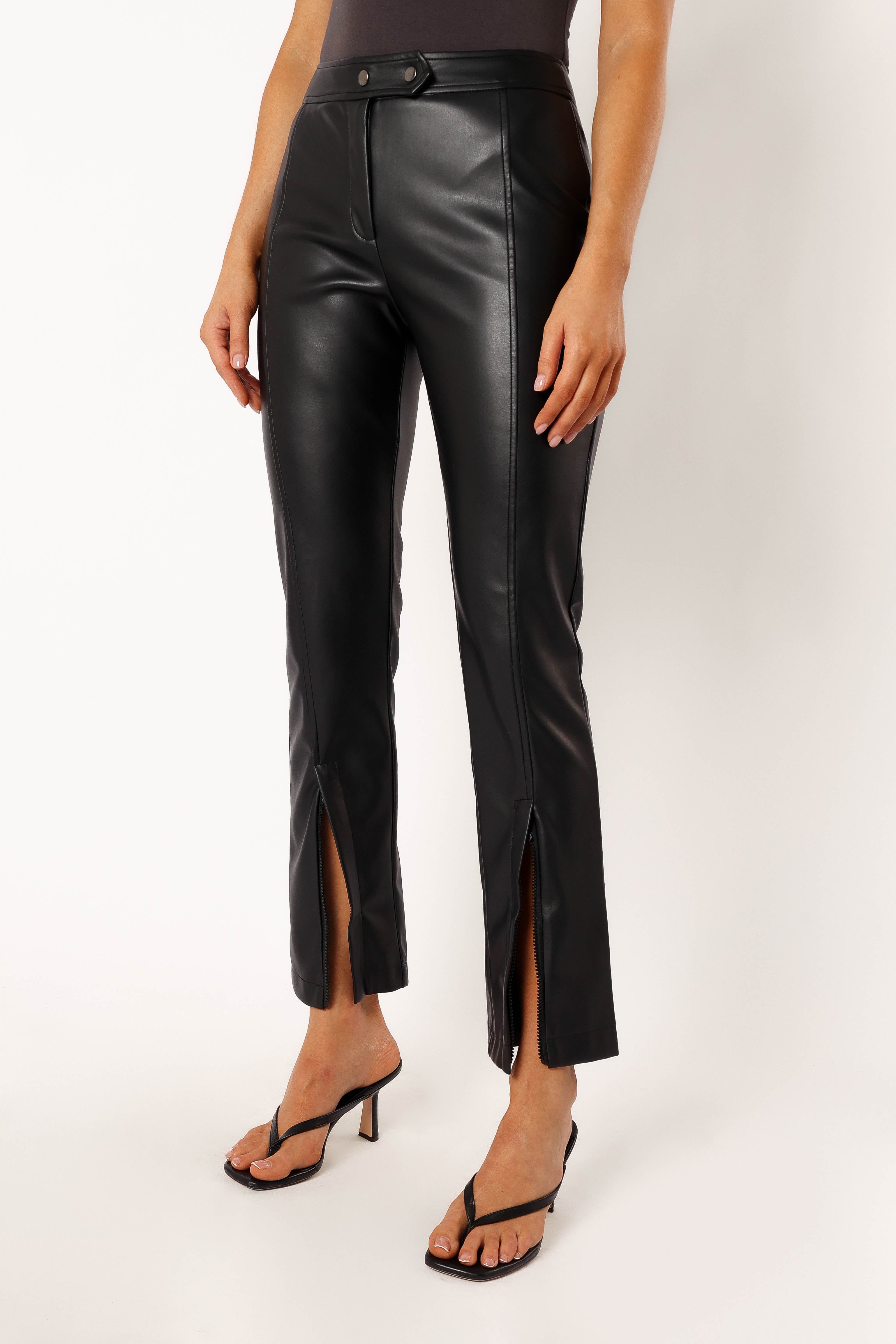 Roxy Vegan Leather Pants - Black