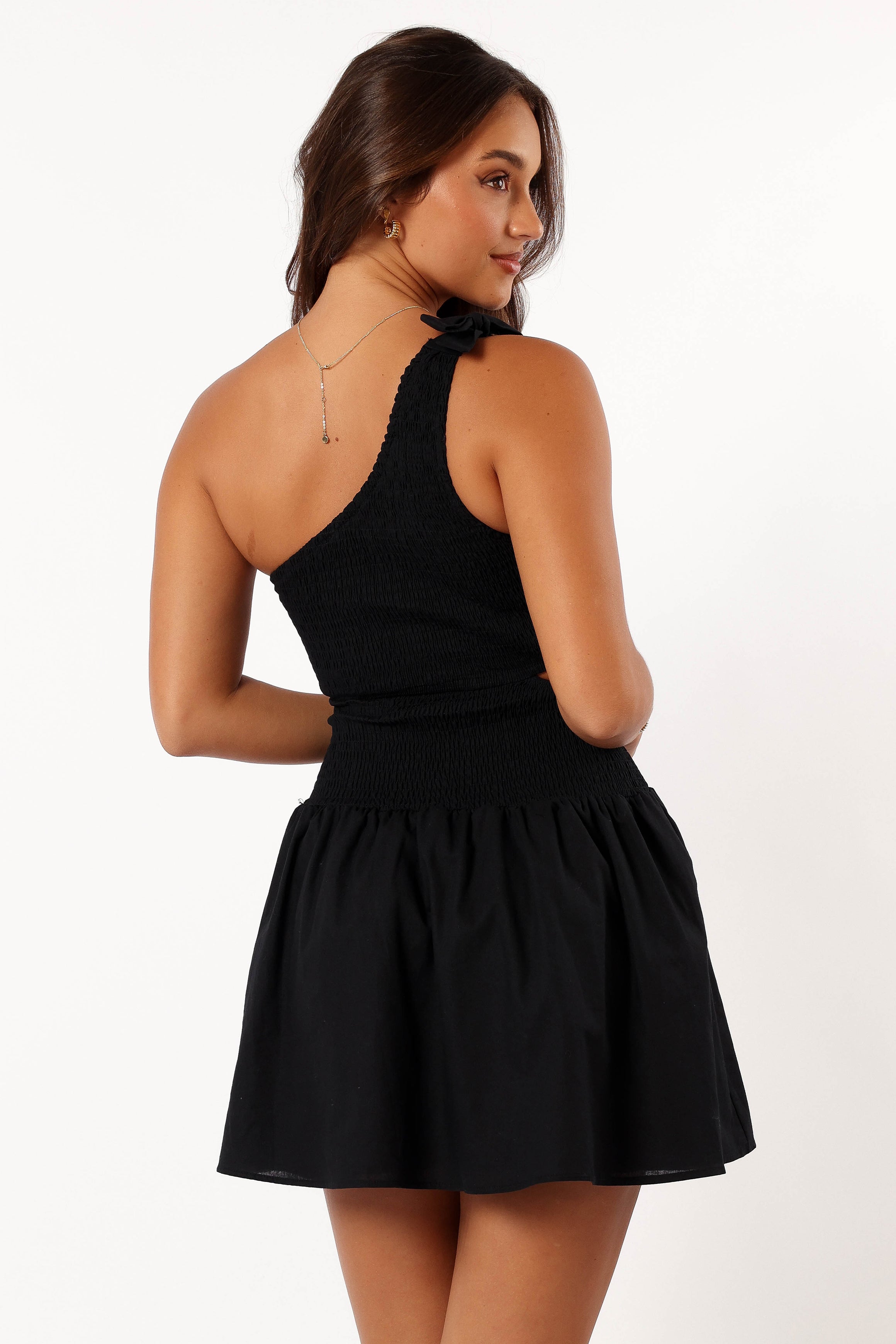 Allison One Shoulder Mini Dress - Black