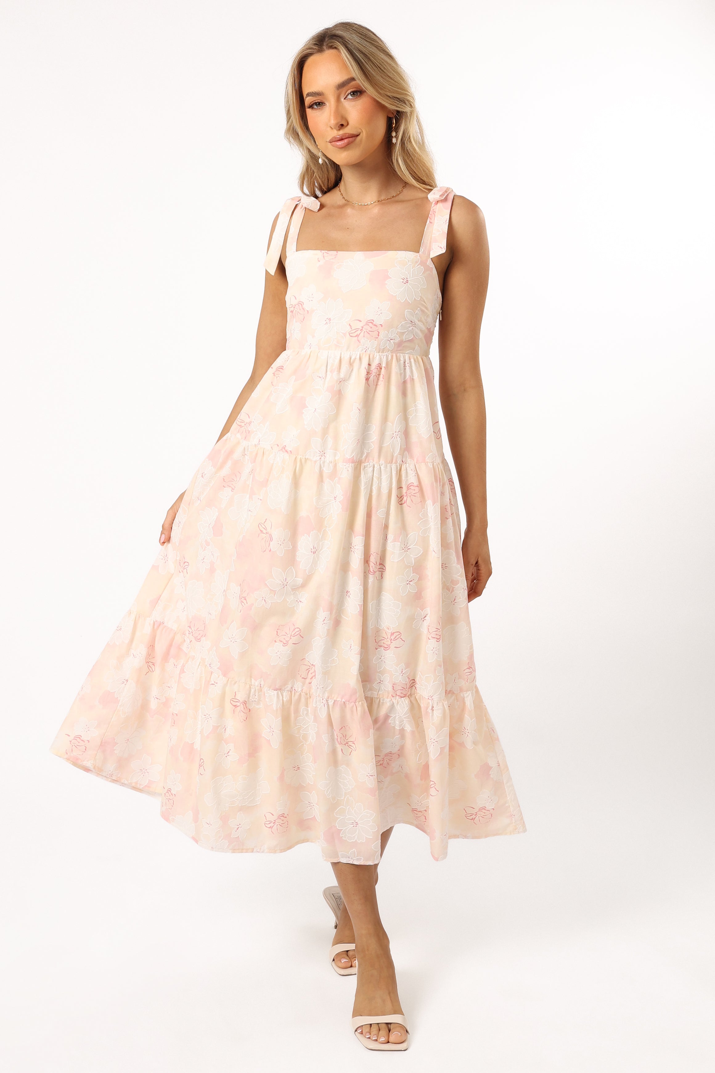 Andi Midi Dress - Pink White Floral