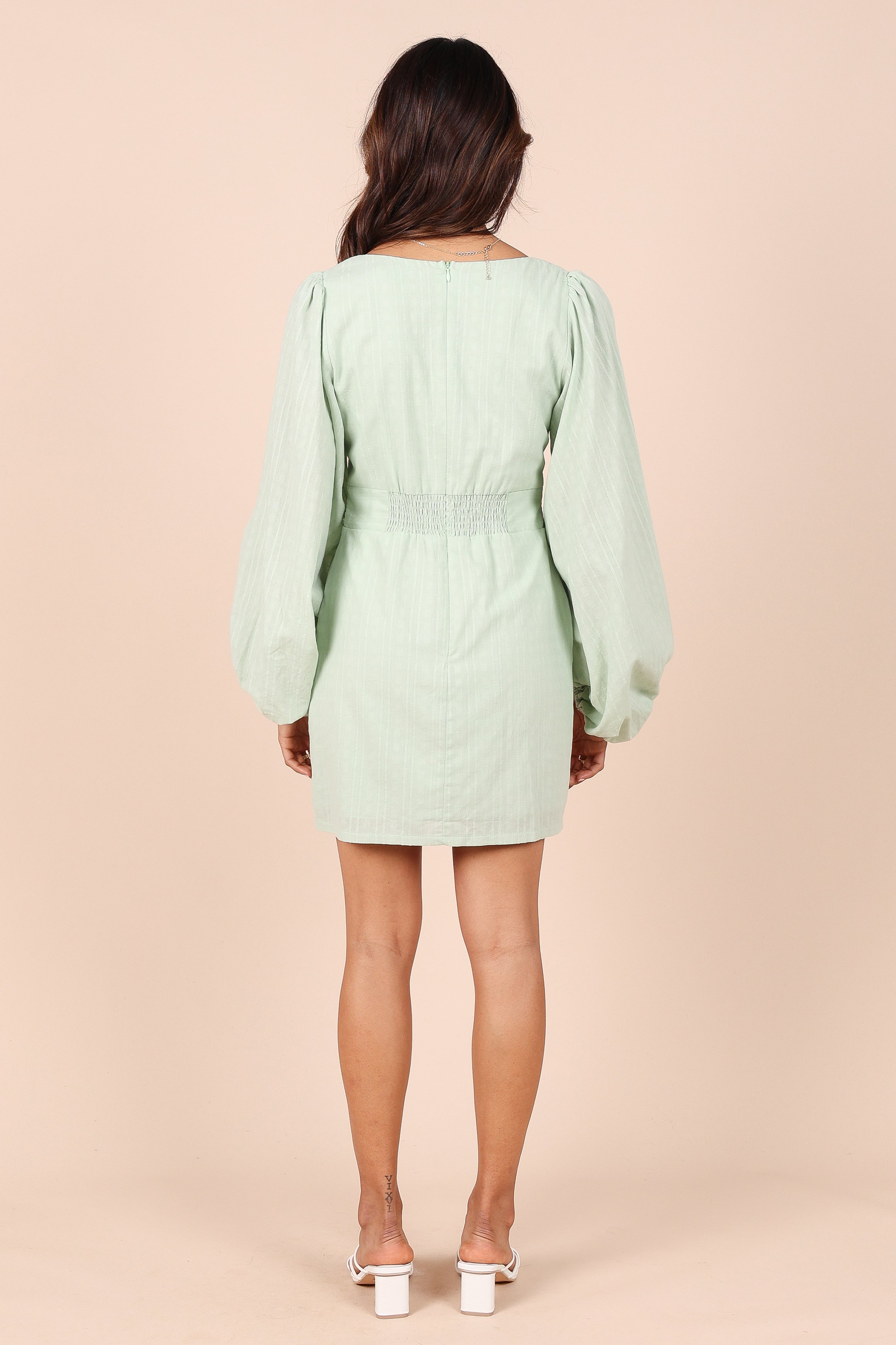 Emilina Long Sleeve Mini Dress - Sage