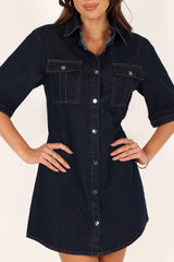 Hailey Denim Mini Dress - Dark Denim