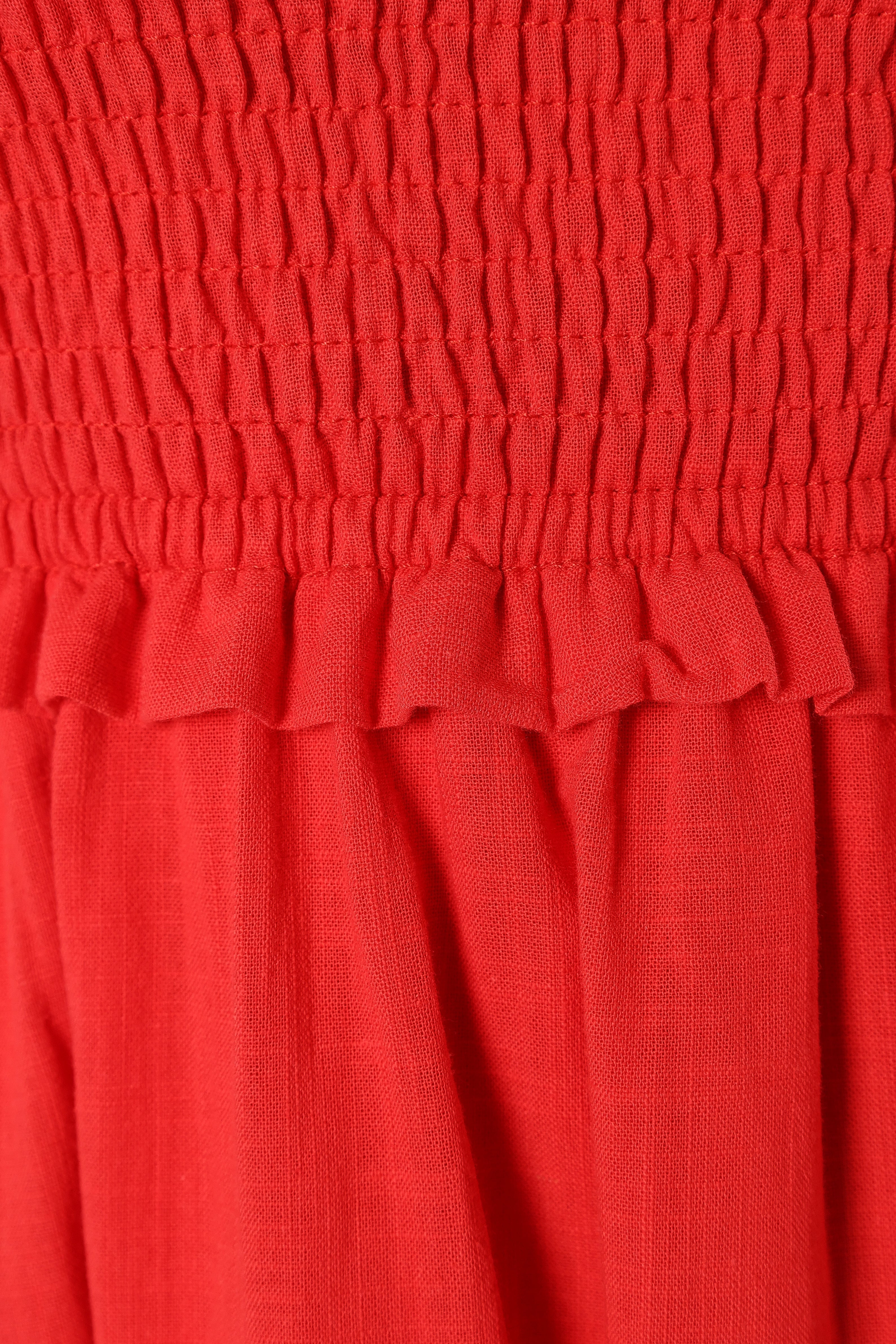 Katriona Strapless Midi Dress - Red