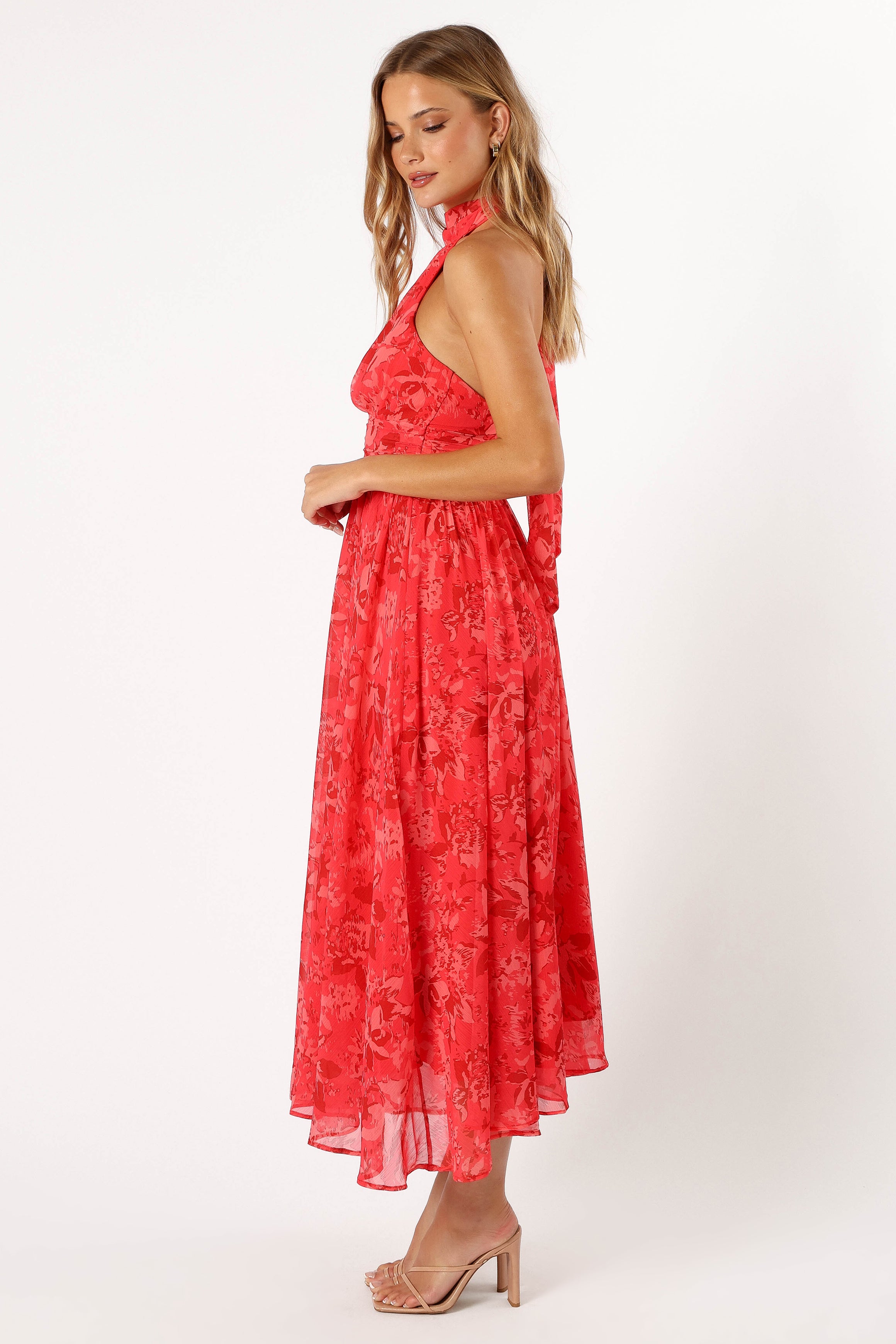 Primrose Halterneck Maxi Dress - Red Floral