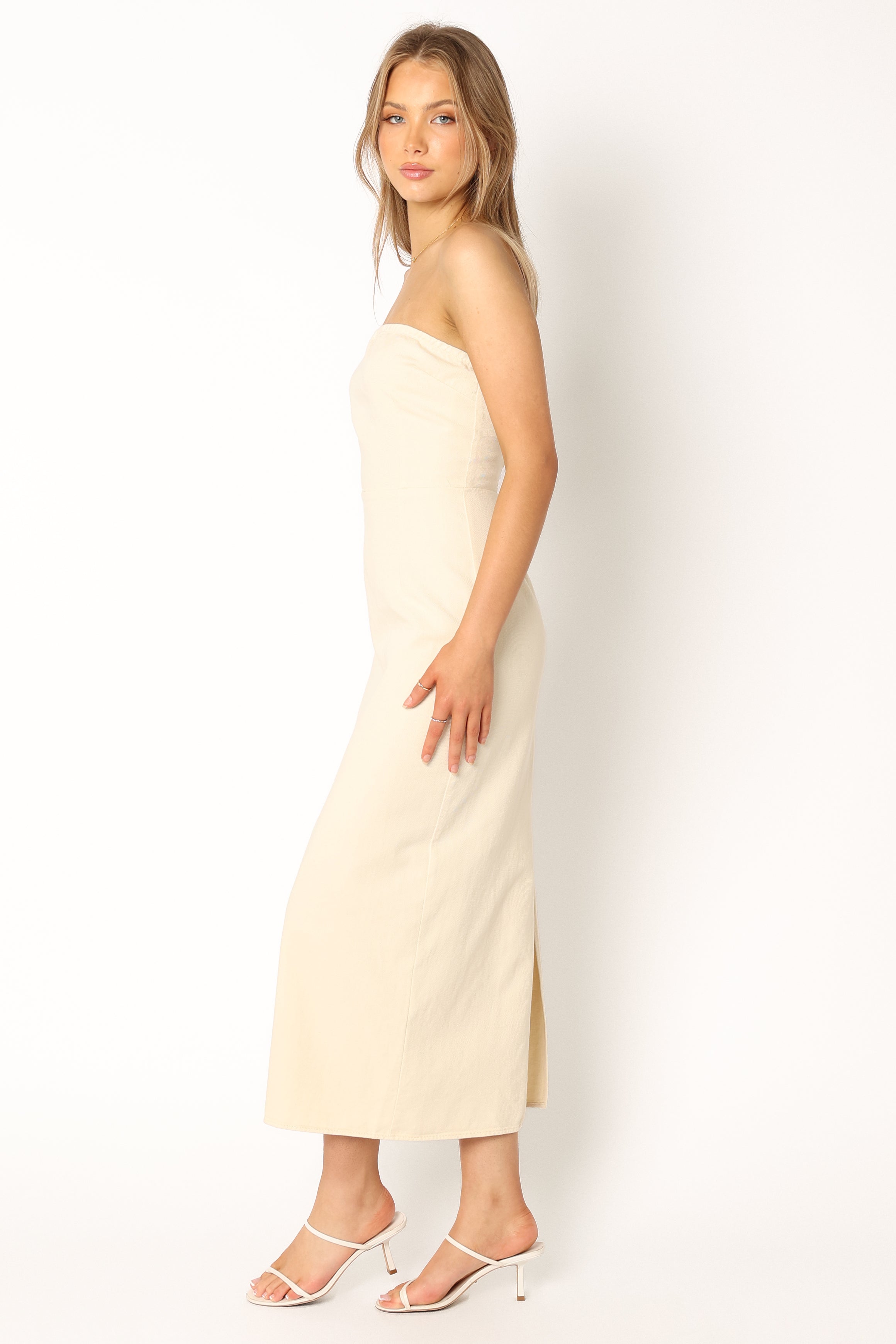 Rory Contrast Stitch Maxi Dress - Ecru
