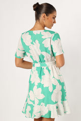 Rylan Mini Dress - Green Floral