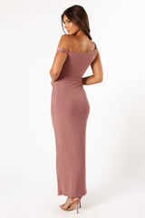 Sebastian Off Shoulder Maxi Dress - Dusty Rose