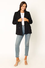 Ailani Button Front Blazer - Black