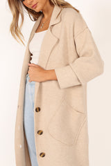 Ivy Button Front Coatigan - Oatmeal