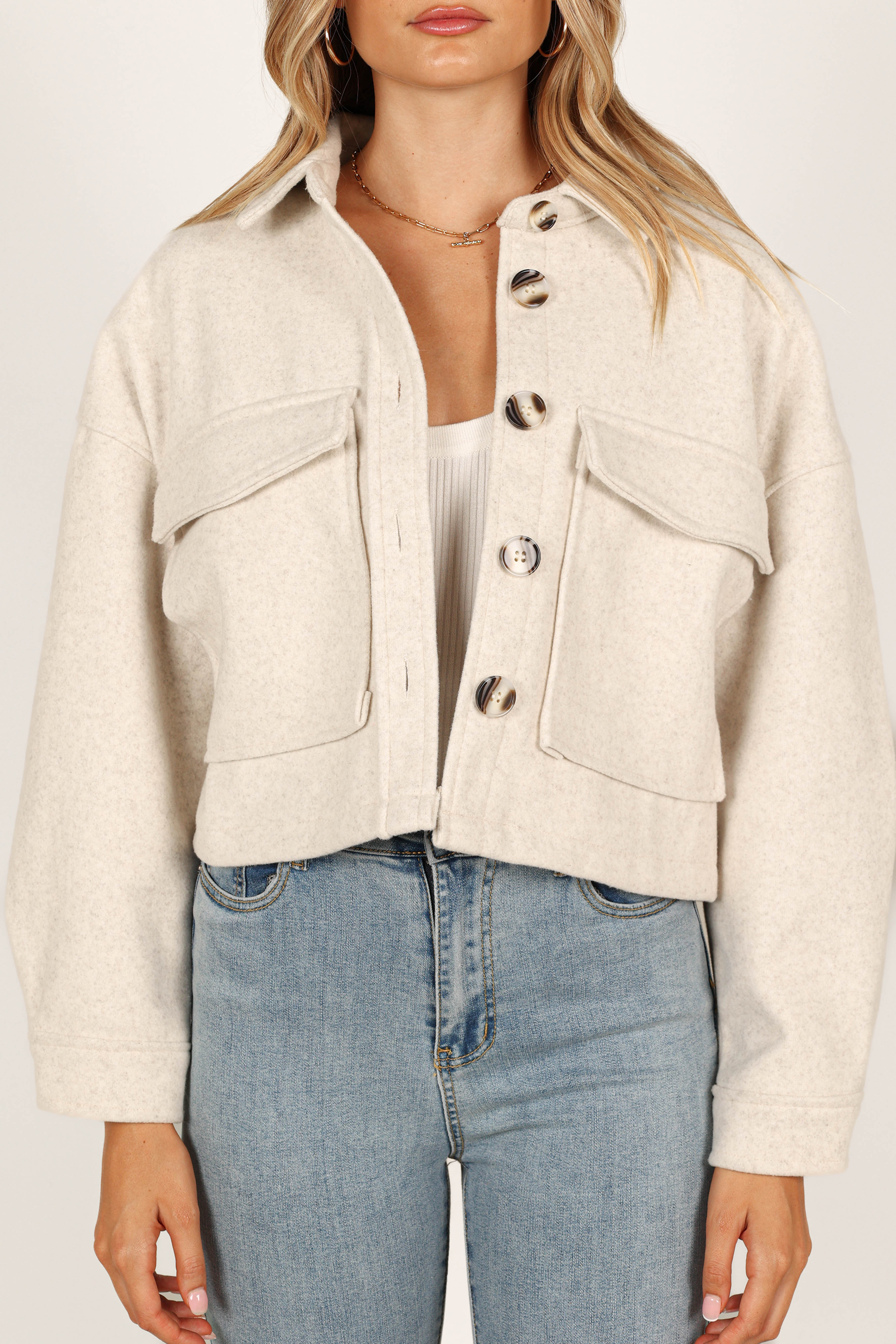 Liliana Double Pocket Jacket - Cream