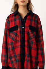 Lucille Plaid Shacket - Red/Navy