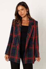Vivienne Plaid Blazer - Red/Navy Multi