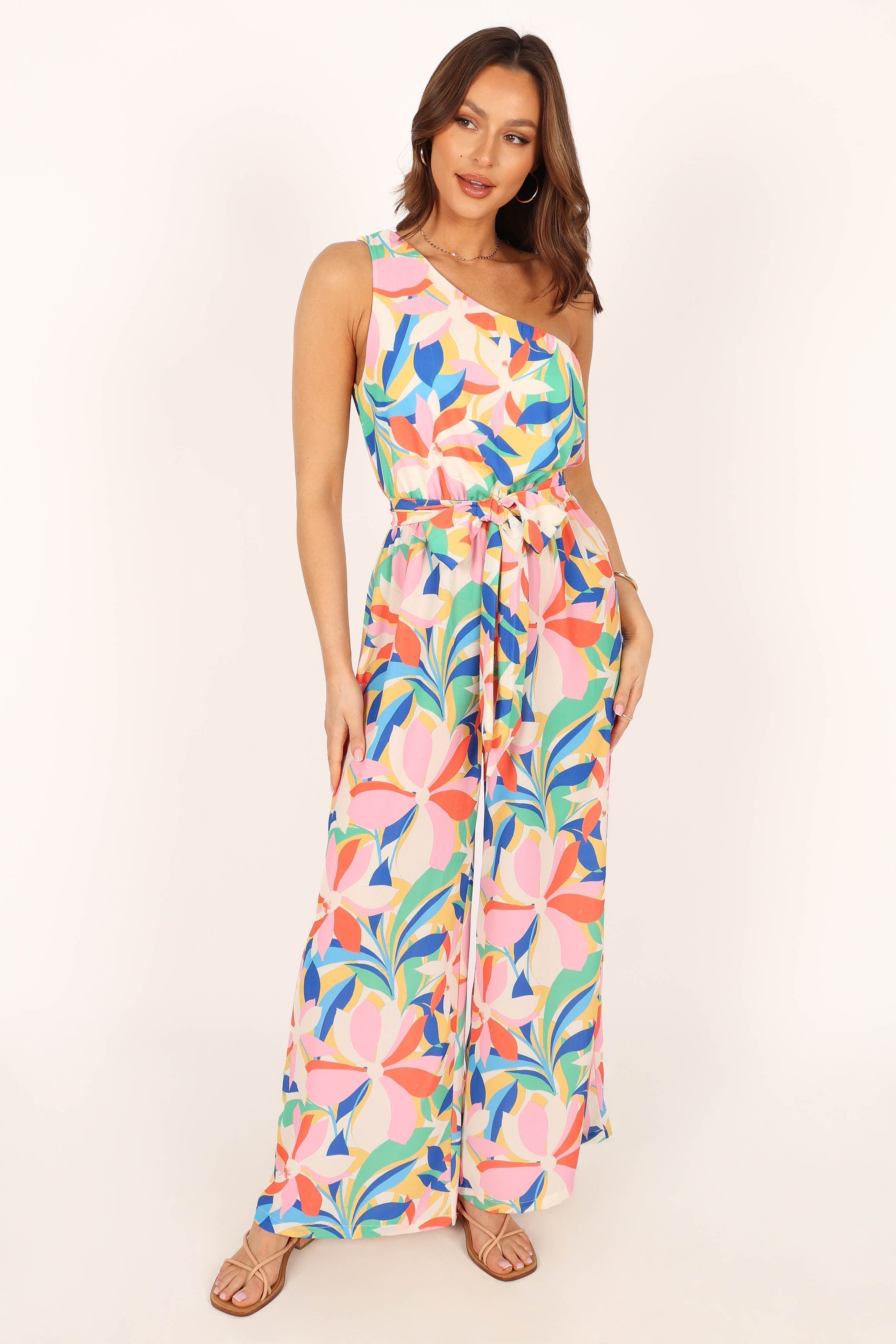Belinda One Shoulder Jumpsuit - Floral