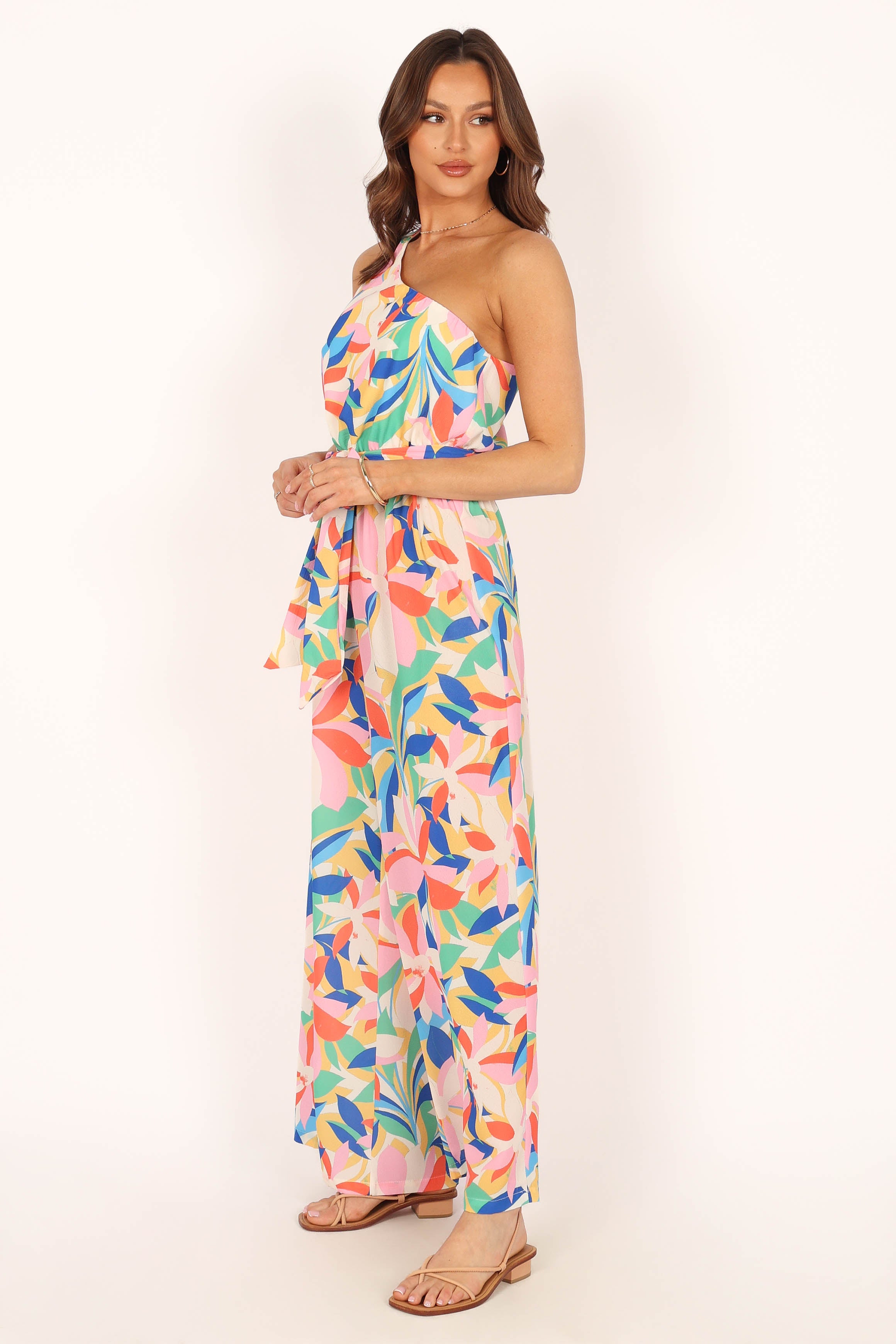 Belinda One Shoulder Jumpsuit - Floral