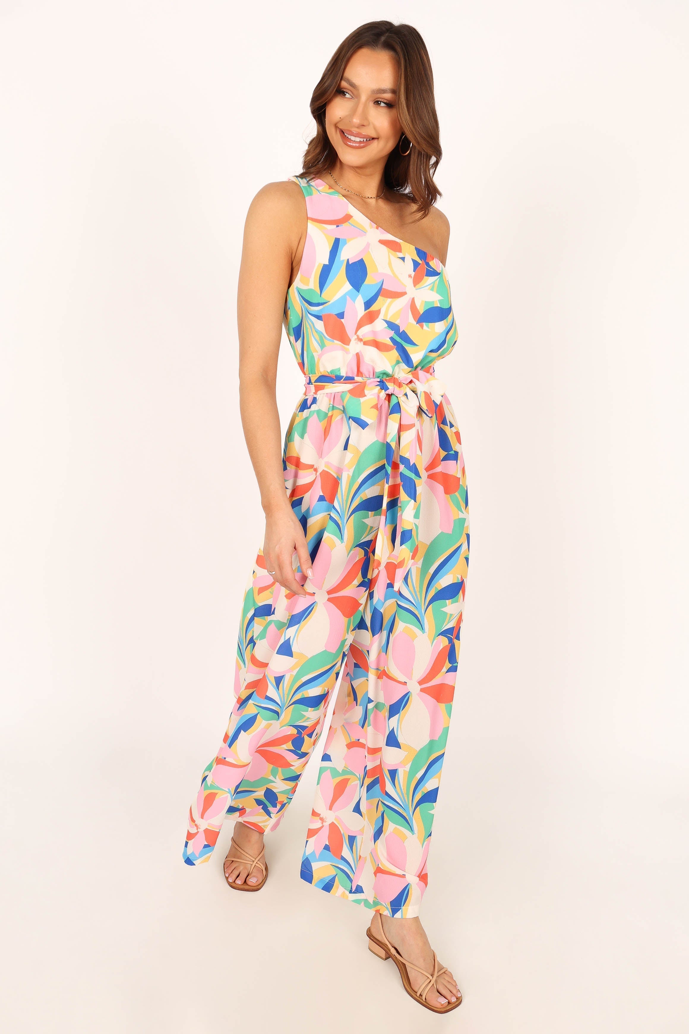 Belinda One Shoulder Jumpsuit - Floral