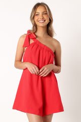 Miffy One Shoulder Romper - Red