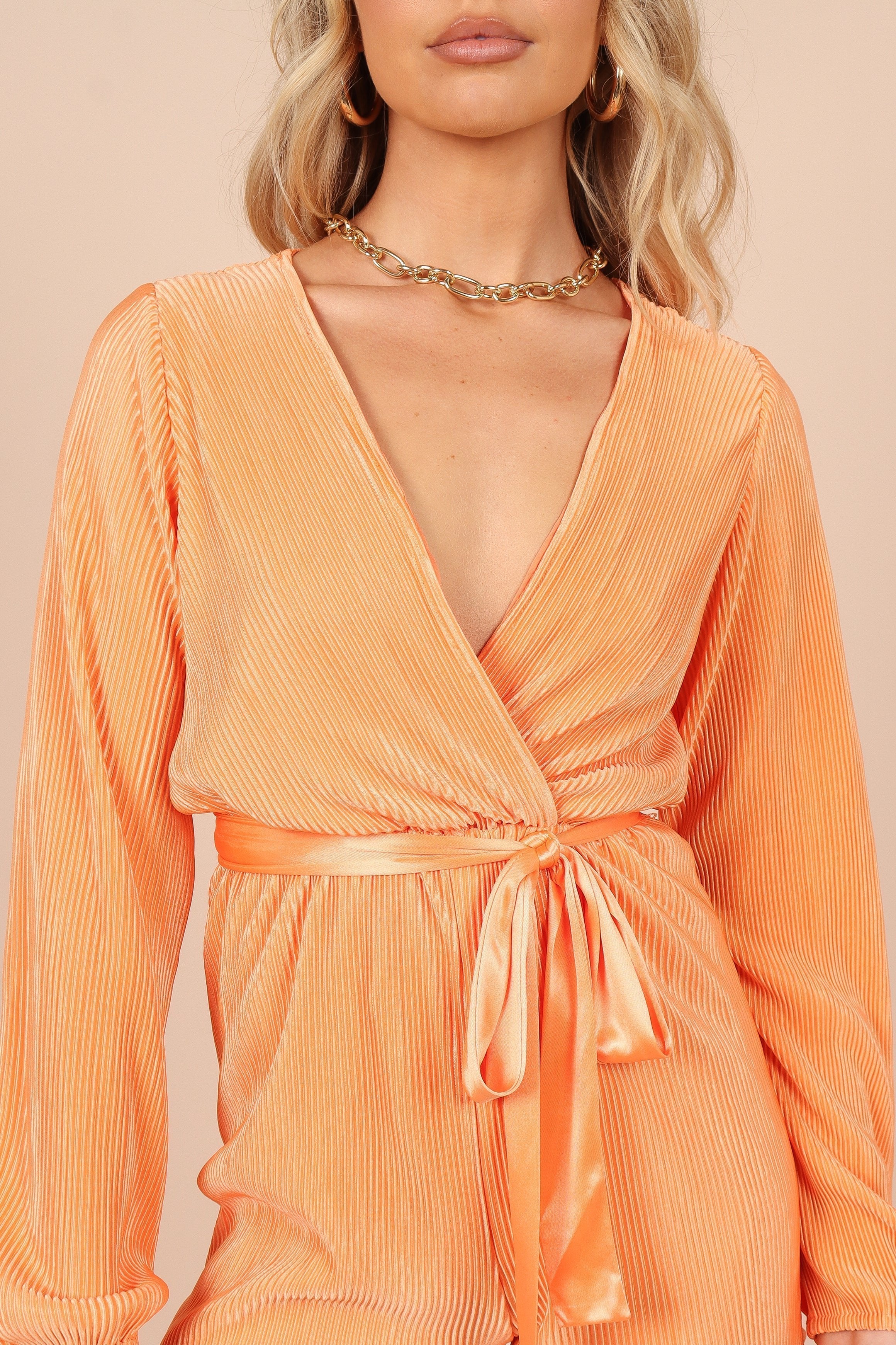Minelli Pleated Romper - Orange
