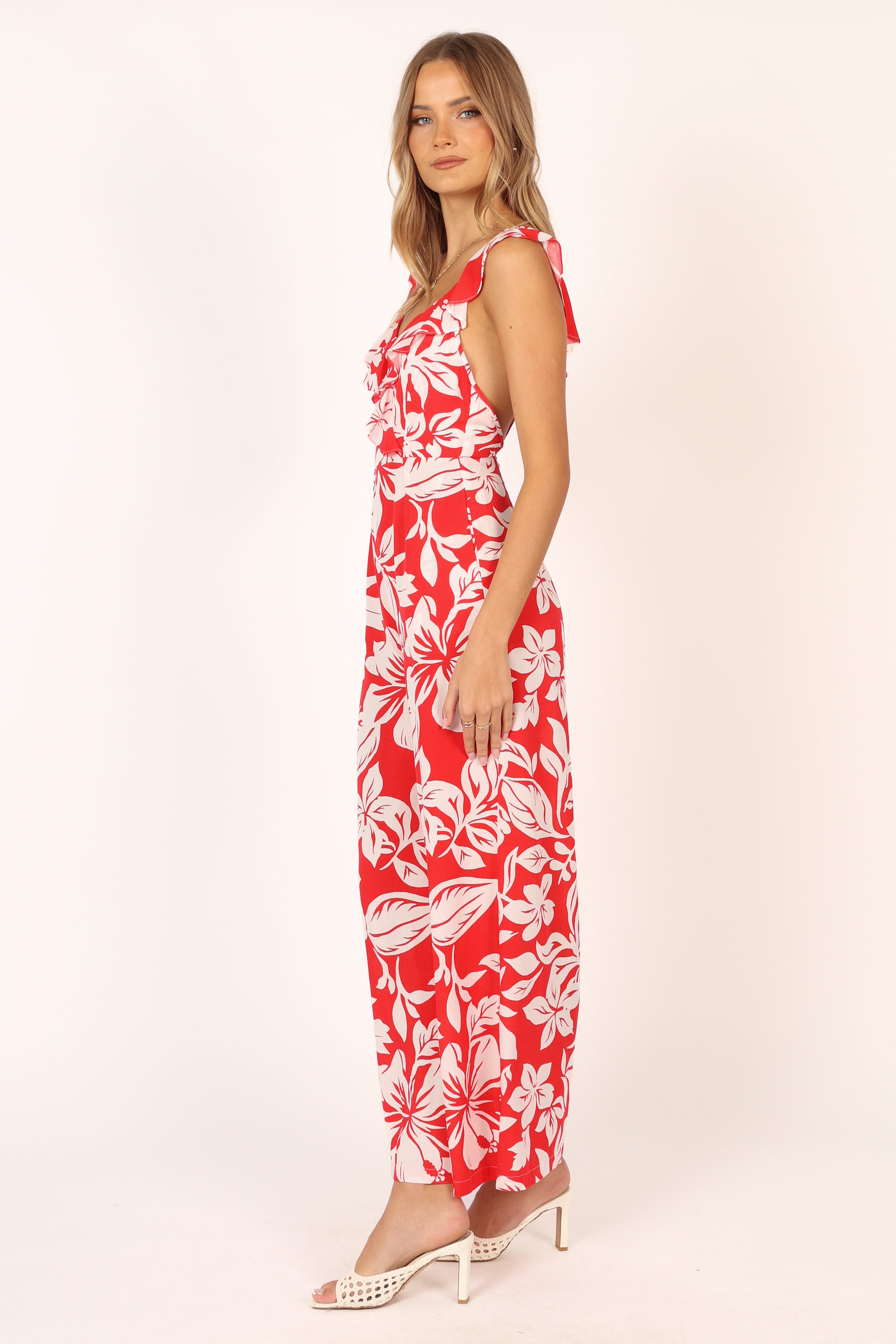 Parker Frill Jumpsuit - Red