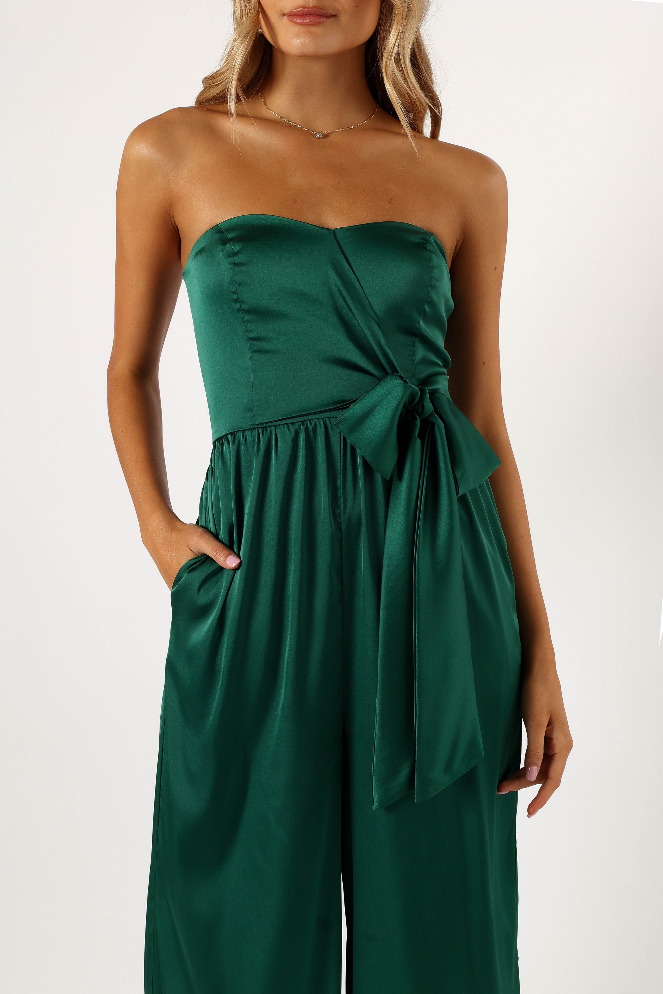 Tanya Strapless Jumpsuit - Emerald