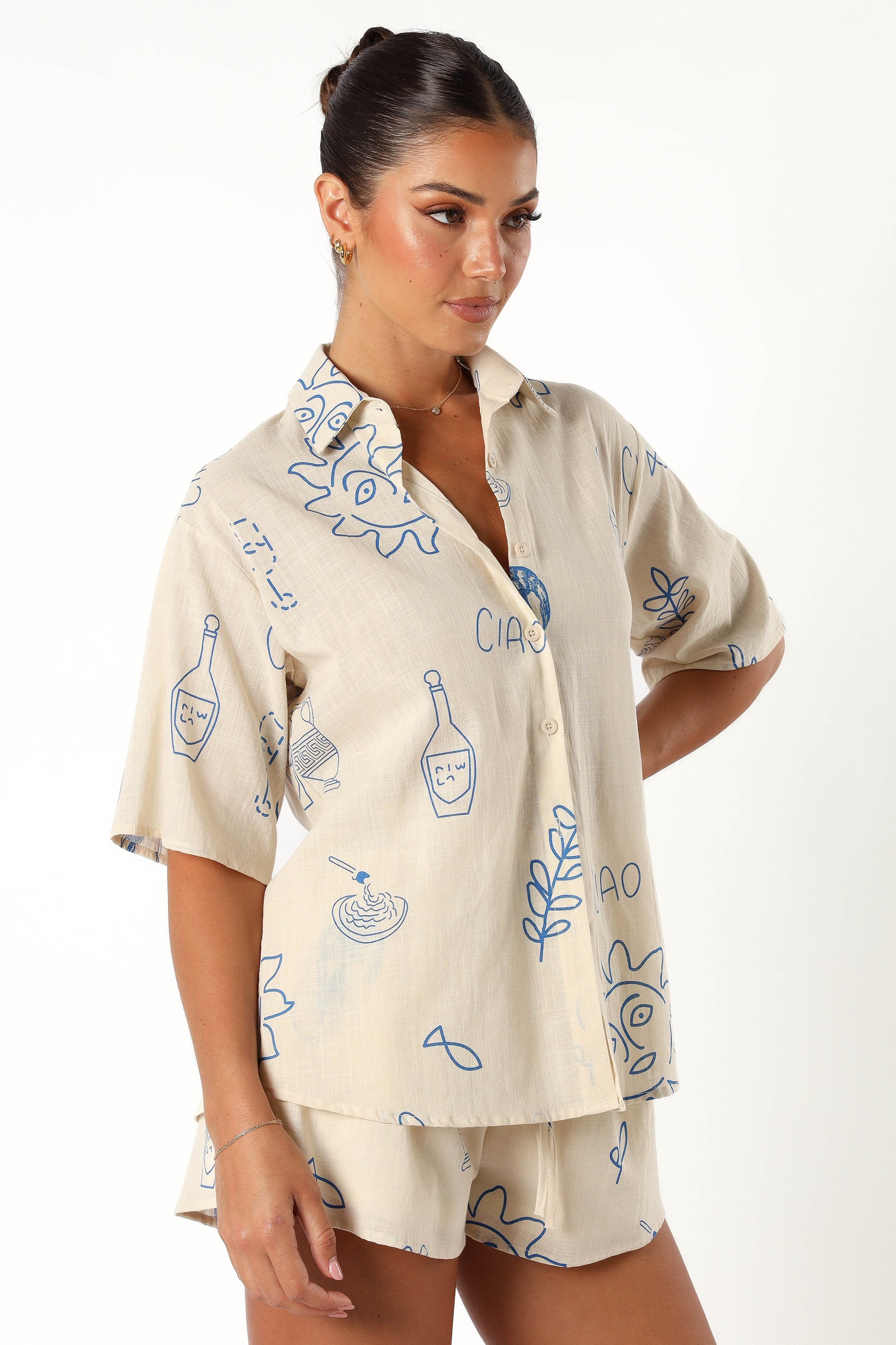 Davey Short Set - Cream Blue