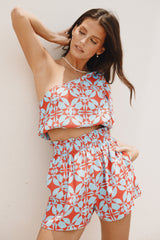 Gretel Short Set - Blue Red