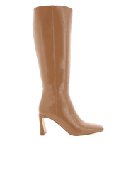 Yasmeen Knee High Boot - Toffee Crinkle Patent