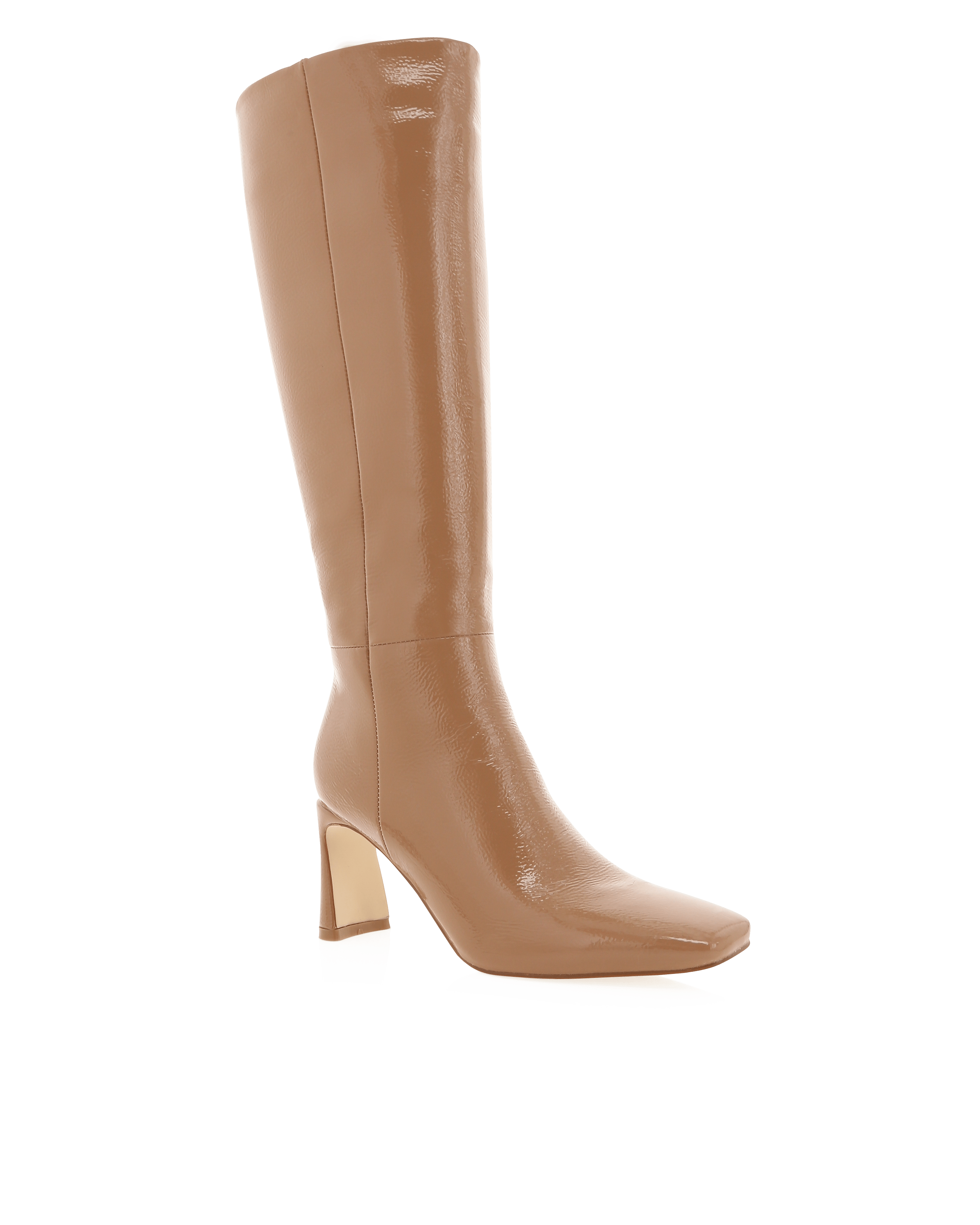 Yasmeen Knee High Boot - Toffee Crinkle Patent