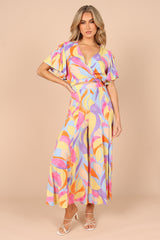 Luis V Neck Cropped Top - Blue Multi