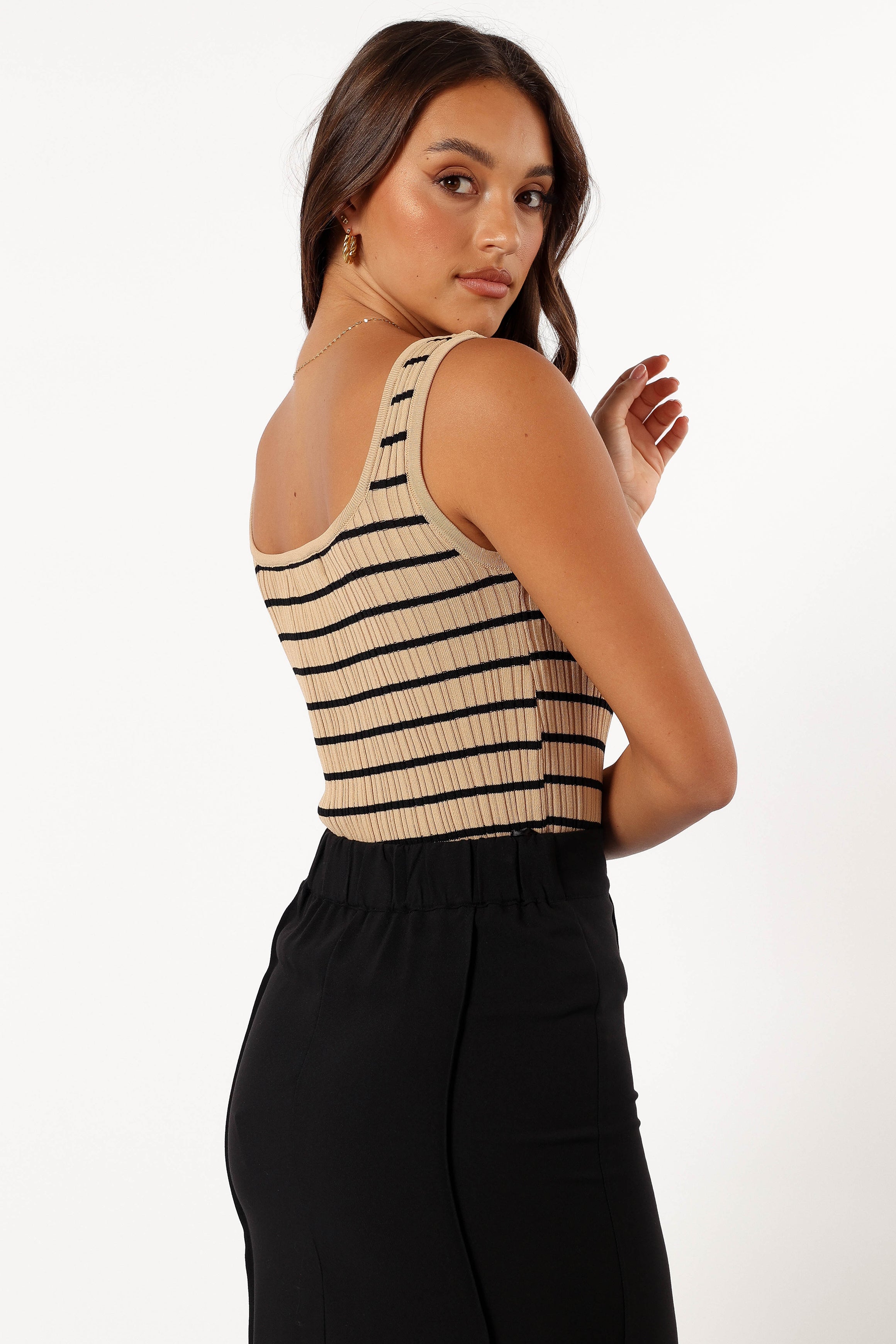 Milla Knit Top - Beige Black