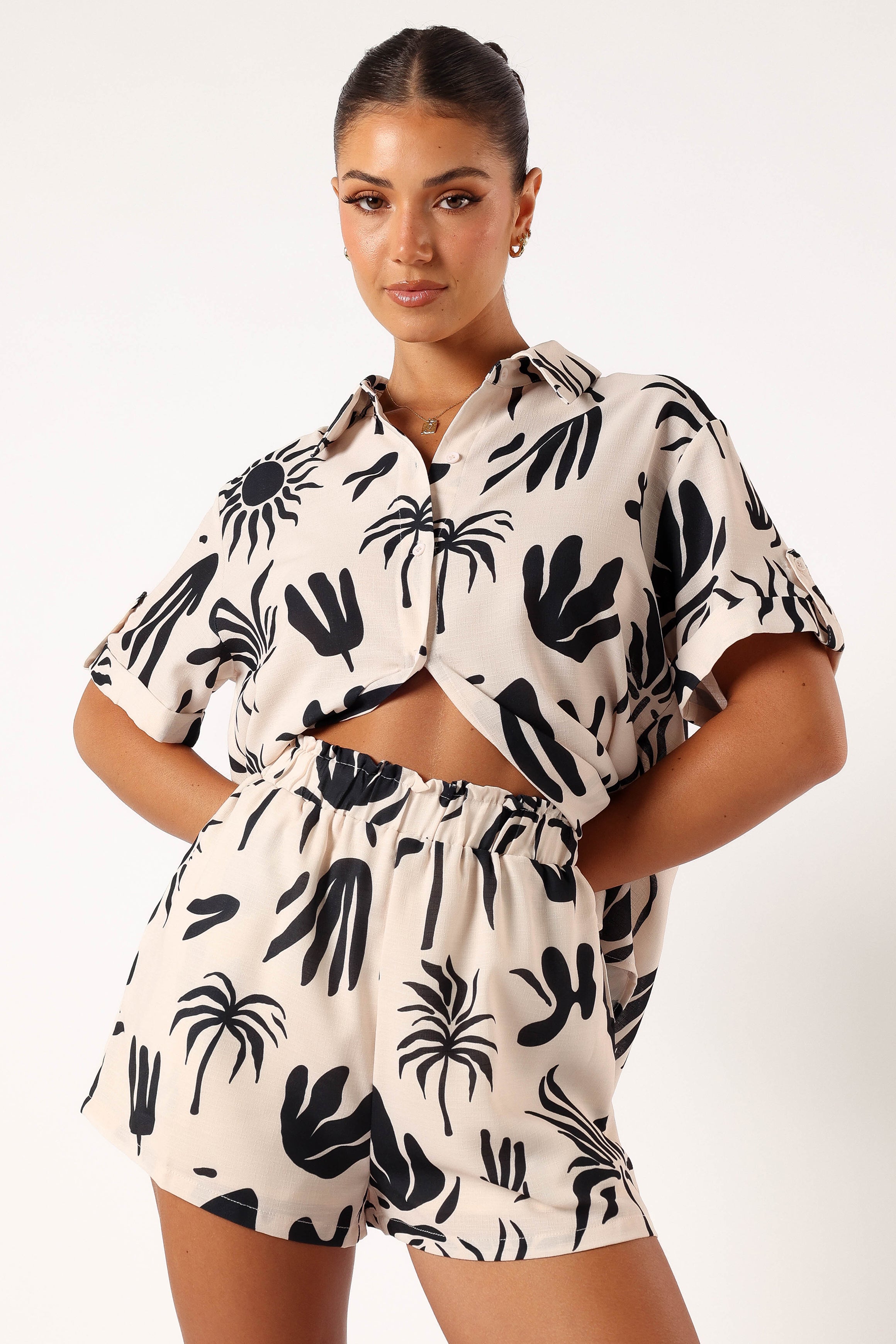 Sawyer Short Sleeve Shirt - Beige Black