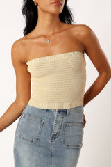 Zia Strapless Knit Top - Lemon